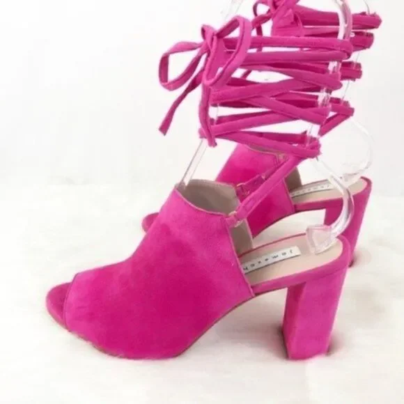 JAMES CHAN Allegra Ankle Wrap Sandal in Pink